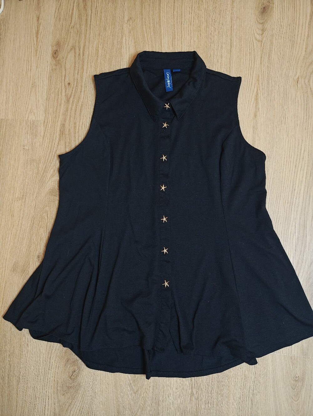 Sleeveless Button-Front Black Women's Top Resort Wear Casey Key